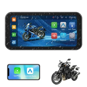 6.25" Portable Motorcycle Wireless CarPlay & Android Auto Screen w/ GPS Nav - Picture 1 of 9