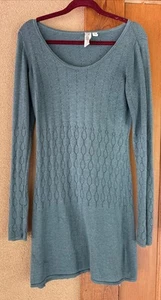 Sweater Dress Organic Cotton Knit Long Sleeve Olive Size Medium - Picture 1 of 5