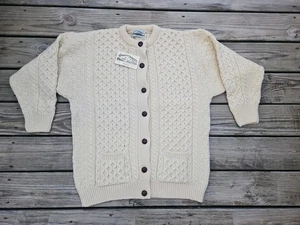 Aran Crafts Ireland Fisherman Toggle Button Up Merino Wool Cable Knit Cream XL - Picture 1 of 8