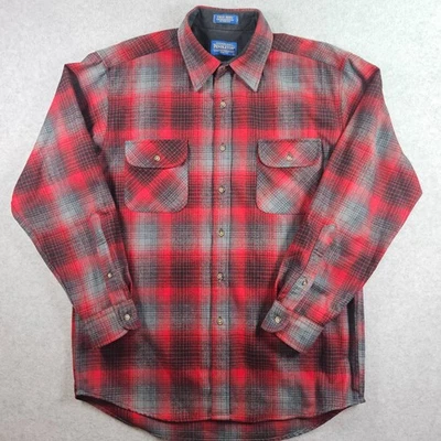 Camisa Pendleton Field Para Hombre Talla L Roja Gris Franela de Lana a Cuadros Abotonada Clásica Foto 1 de 4