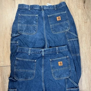 Lote de 2 Jeans de Trabajo Carhartt B13 DST Carpenter Denim Azul Para Hombre 36x36 - Imagen 1 de 15