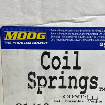 Juego de muelles helicoidales delanteros MOOG 81410 Toyota Camry 2007-2011 par de 4 cilindros Foto 1 de 3