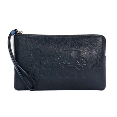 Coach Bag Vintage Midnight Navy Blue Wristlet Horse Carriage Leather Handbag NEW - Image 1 of 4