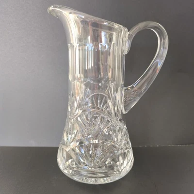 Jarro de água vintage americano período brilhante corte floral transparente vidro cristal - Imagem 1 de 4