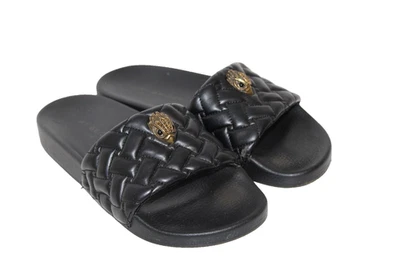 Стеганый логотип Kurt Geiger London Meena украшение для бассейна горки, черный/золотой размер 7 США - Изображение 1 из 4