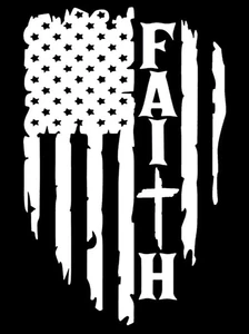 Faith Cross American Flag 7" Vinyl Decal Car Truck Windows Wall Mirror Door - Picture 1 of 3