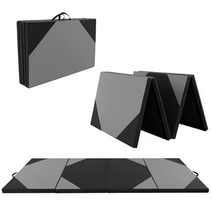 4-Panel Folding Exercise Mat w/Loop Fasteners Carrying Handles for Gymnastics - Picture 1 of 10