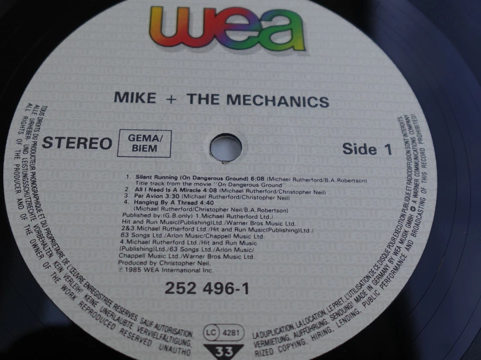 Mike & The Mechanics SELF TITLED 1985 UK/EU DEBUT LP 1st Press PLAYS MINT HEAR - Image 1 of 4