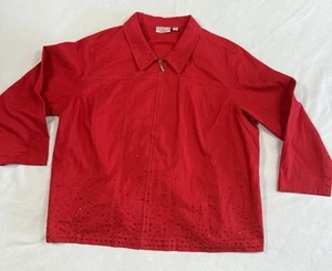 Quacker Factory Damen Gr. 3X rotes Sakko Strass und Sterne Knopfleiste 117150 - Bild 1 von 8