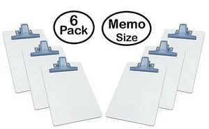 Acrimet White Clipboard Memo Size Premium Metal Clip (Hardboard) (6 - Pack) (Blu - Picture 1 of 6