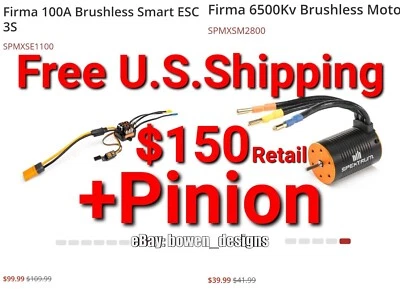 Losi RC Spektrum 100A Combo 3s Smart ESC Brushless IC5 Firma 6500Kv Motor 1/10 - Image 1 of 4