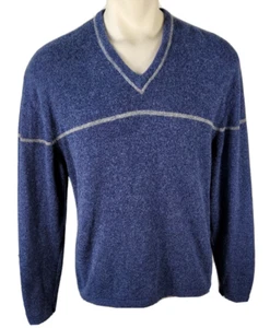 John Rich Woolrich Herren 100% Lammwolle Blau Grau V-Ausschnitt Pullover Sweater Medium - Bild 1 von 5