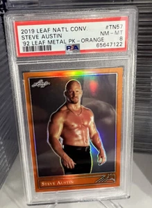stone cold steve austin 2019 leaf nat conv 92 metal orange 1/3 psa 8 pop 1 - Picture 1 of 11