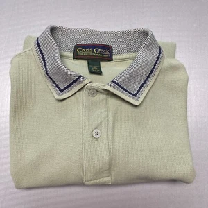 Vintage Cross Creek Men's Khaki Green Polo Short Sleeve Shirt XL 100% Cotton - Picture 1 of 13