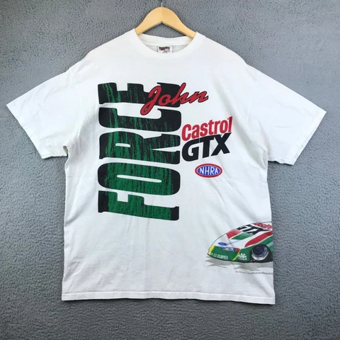 VINTAGE John Force Feel The Force Castrol GTX 1997 shirt Single stitch XL Cover
