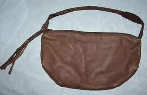 J Jill braune weiche Lederhandtasche Handtasche geflochtener Schulterriemen Reißverschluss Zugquaste - Bild 1 von 12