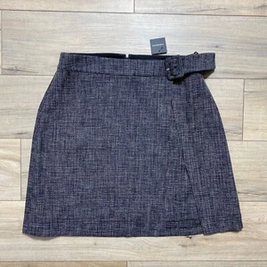 Club Monaco Women's Lined Wrap Mini Skirt Size 12 Black Base A-Line Fit - Picture 1 of 14