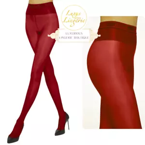 NEON 40 TIGHTS By Wolford L Soft Cherry Tights Glossy Shimmer Fatal Rare - Picture 1 of 3