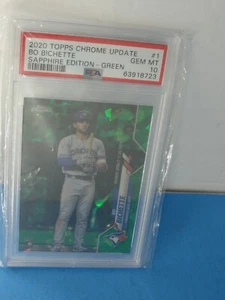 2020 Topps Chrome Update Bo Bichette Sapphire Edition Green /45 PSA 10 PSA POP 8 - Picture 1 of 3