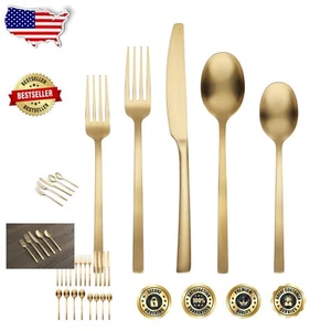 Modern 20-Piece Gold Stainless Steel Flatware Set | Perfect for Entertaining - Picture 1 of 7