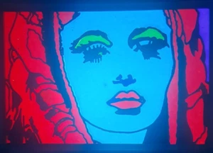 35mm Vintage 70s Slide Pluto Electronics Retro Pop Art girl glam Psychedelics - Picture 1 of 2