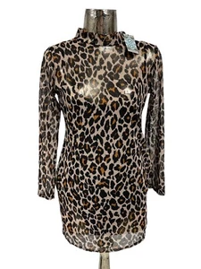 BOOHOO Womens Dress Size Medium 14-16 Brown Mix Animal Print NEW EU42 RRP £34 - Picture 1 of 12