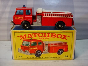 Vintage Matchbox Lesney 29 FIRE PUMPER TRUCK red;DENVER w/original box-Near Mint - Picture 1 of 12