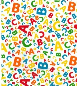 Printed Polycotton Craft Fabric Material - RAINBOW ALPHABETS ON WHITE - Picture 1 of 2