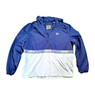 Vintage Levis half zip windbreaker rain hoodie jacket mens XL size blue/gray - Image 1 of 4
