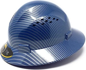 TrueCrest HDPE Blue Hydro Dipped Full Brim Hard Hat with 4 Point Suspension