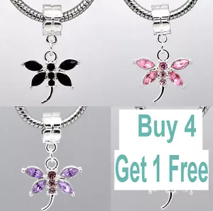 Strass Libelle für europäische Bettelarmbänder - Farbe wählbar - UK-Verkäufer - Bild 1 von 4