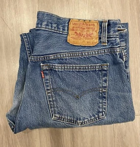 Vintage Levi's 501xx Denim Jeans 80er Jahre Made in USA 36x30 Distressed Light Wash - Bild 1 von 11