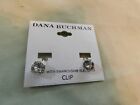 VTG Dana Buchanan Silver Tone Clear Swarovski Crystal Clip Earrings on Card