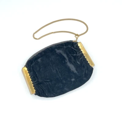 Cartera cambio pulsera cremallera vintage Waldes EE. UU. tono dorado terciopelo negro Foto 1 de 4