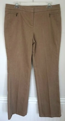 Pantalones de mezclilla para mujer WORTH beige tostado marrón frente plano talla 12 Foto 1 de 4