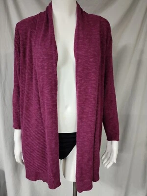 Skies are Blue 2X open front cardigan sweater plum purple stretch cotton - Image 1 of 4
