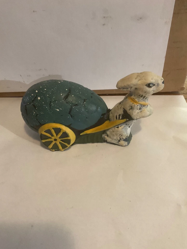 Primitive By Kathy decor vintage  resin Easter Bunny Rabbit egg cart   figurine - Image 1 of 1