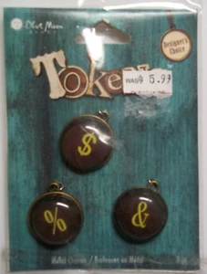 Set of 3 Charms $, % and & Blue Moon for Jewelry or Scrapbboking Etc NIP - Picture 1 of 1
