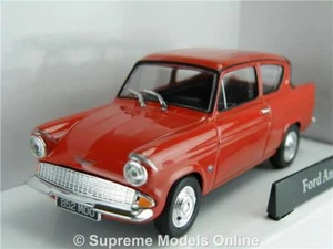 FORD ANGLIA MODEL CAR RED 1:43 SIZE 1960'S 105E 2 DOOR SALOON RO1 - Picture 1 of 4