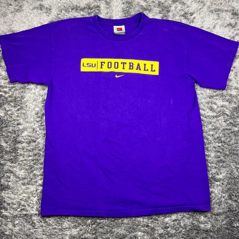 Vintage Nike LSU Tigers Shirt Men Large Purple NCAA Short Sleeve Crewneck Cover