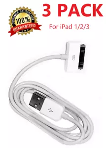 Paquete de 3 30 pines cable de carga de datos/sincronización USB para iPad 1/2/3 iPod Nano 1-6 - Imagen 1 de 1