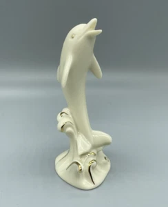 Lenox Dolphin Figurine 24K Gold Accents Wave Standing Handcrafted 4" - Picture 1 of 6