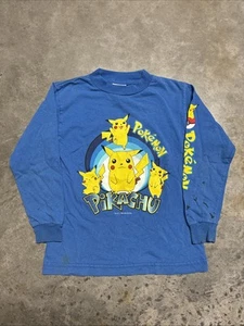 Rare Vintage 1999 Pokémon Pikachu Youth Longsleeve T-Shirt Nintendo Size Small - Picture 1 of 9