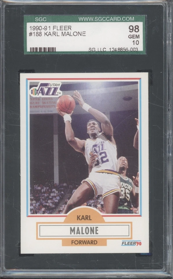 Baloncesto Fleer 1990 #188 Karl Malone 98 gema como nuevo SGC 10 Foto 1 de 1