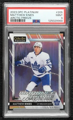 2023-24 O-Pee-Chee Platinum Arctic Freeze /99 Matthew Knies PSA 9 MINT Rookie RC - Image 1 of 2