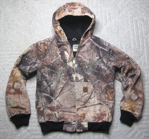 Vtg Carhartt Realtree Camo Hooded Thermal Lined YOUTH Large Jacket YYJ220 CAP - Picture 1 of 15