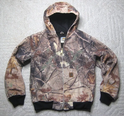 Vtg Carhartt Realtree Camo Hooded Thermal Lined YOUTH Large Jacket YYJ220 CAP - Image 1 of 4