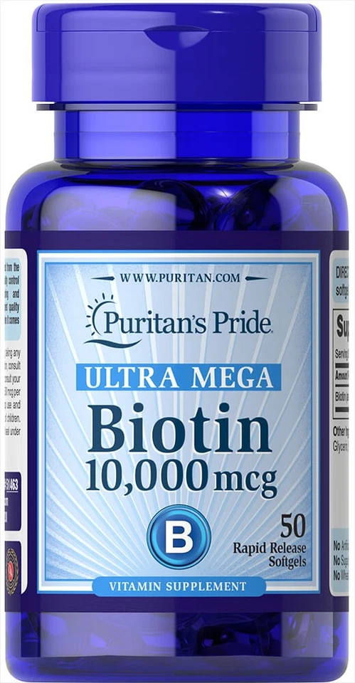 Biotina Puritan's Pride 10.000 mcg - 50 cápsulas blandas Foto 1 de 1