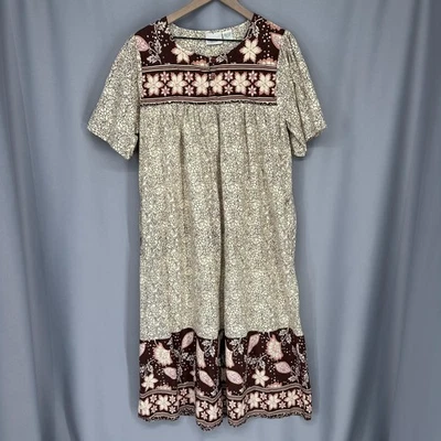 Camisón para mujer The Vermont Country Store grande marrón floral algodón otoño Foto 1 de 4