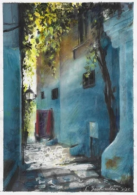 Original Gemälde A4 283ZvK Kunstwerk Gold, Acryl Modern Stadtbild - Bild 1 von 2